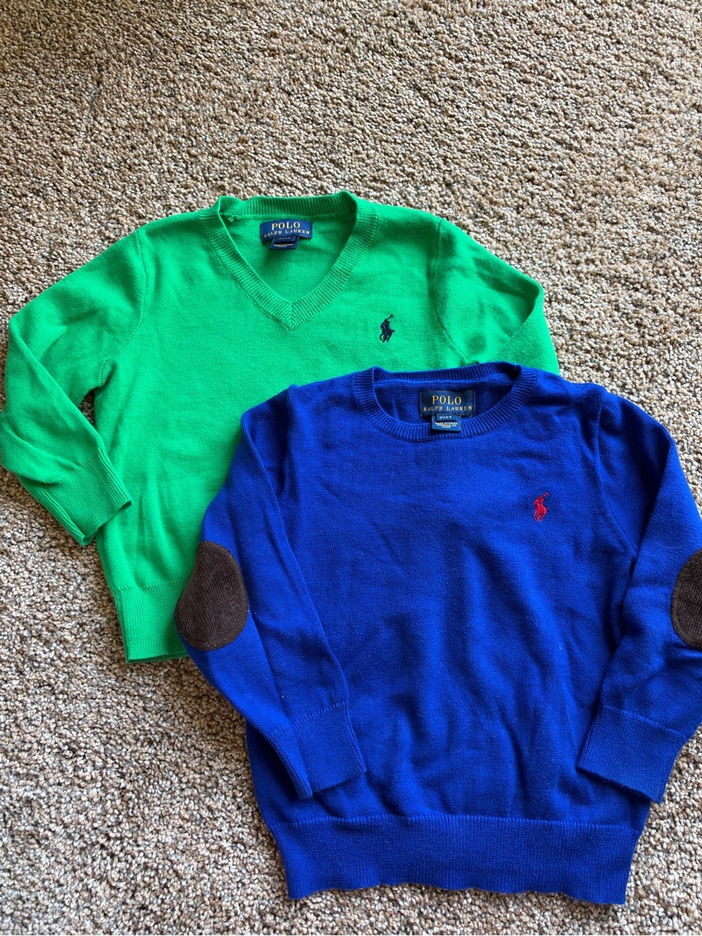 Polo by Ralph Lauren Green & Blue V-Neck and Crew Sweater Duo